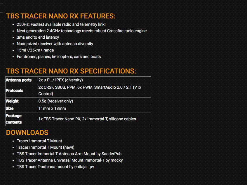 2026 TBS TRACER NANO RX - Rece - Tbs Fpv Tracer reseña y precio